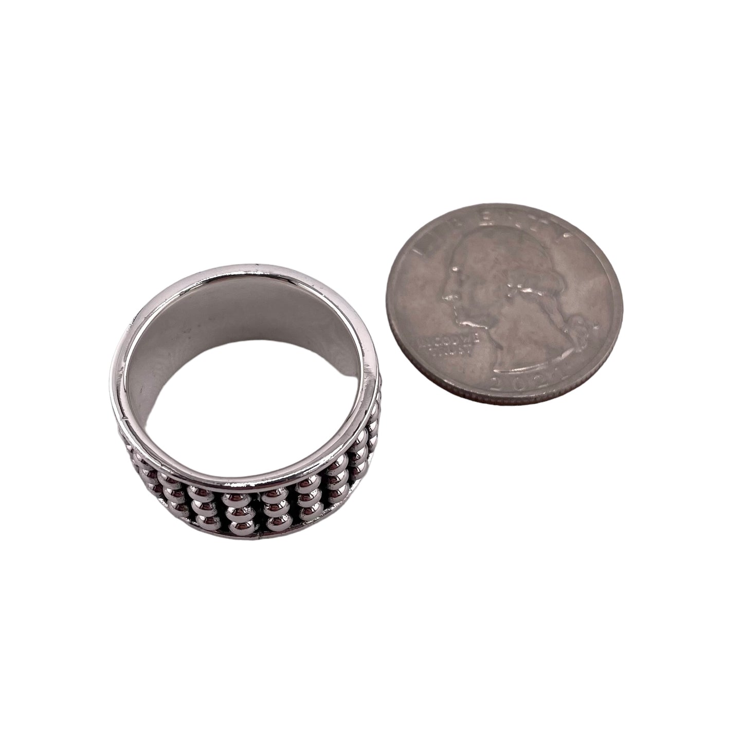Ball Dot 3-Row Band 12mm Ring Sterling Silver