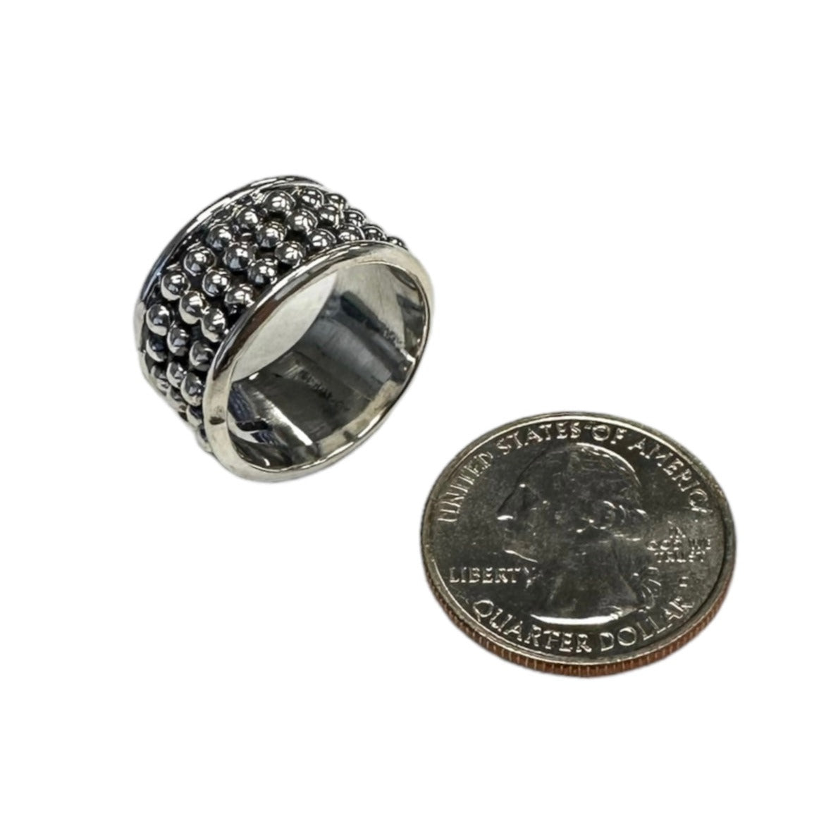 Sterling Silver Dotted Bead Band Ring