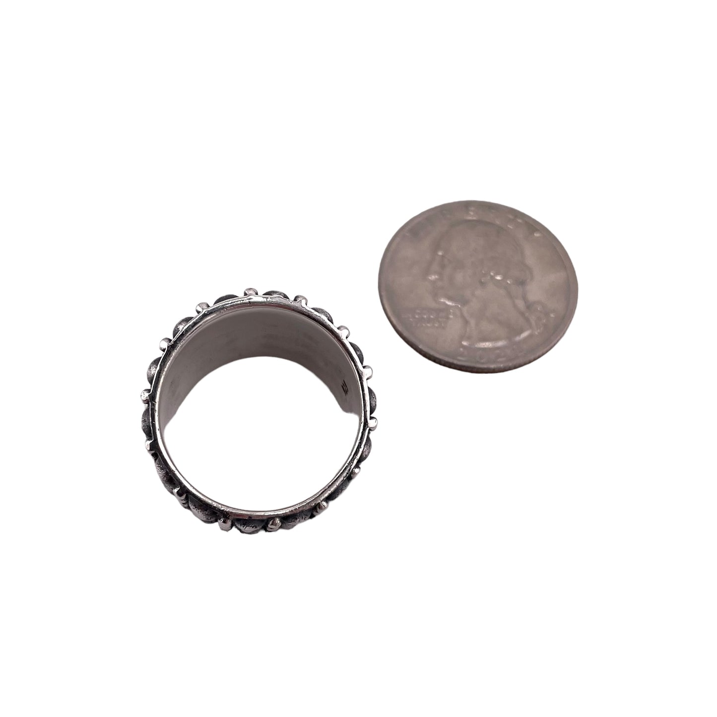Dotted Bead 21mm Ring Sterling Silver
