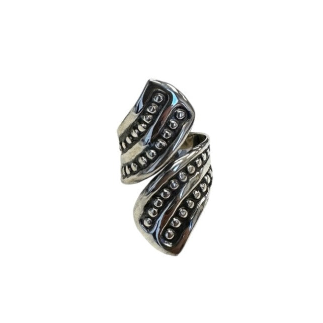 Sterling Silver Dotted Bead Ring