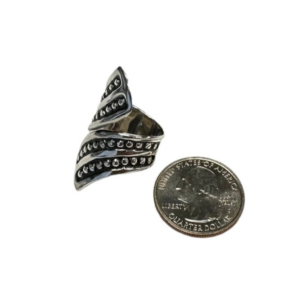 Sterling Silver Dotted Bead Ring