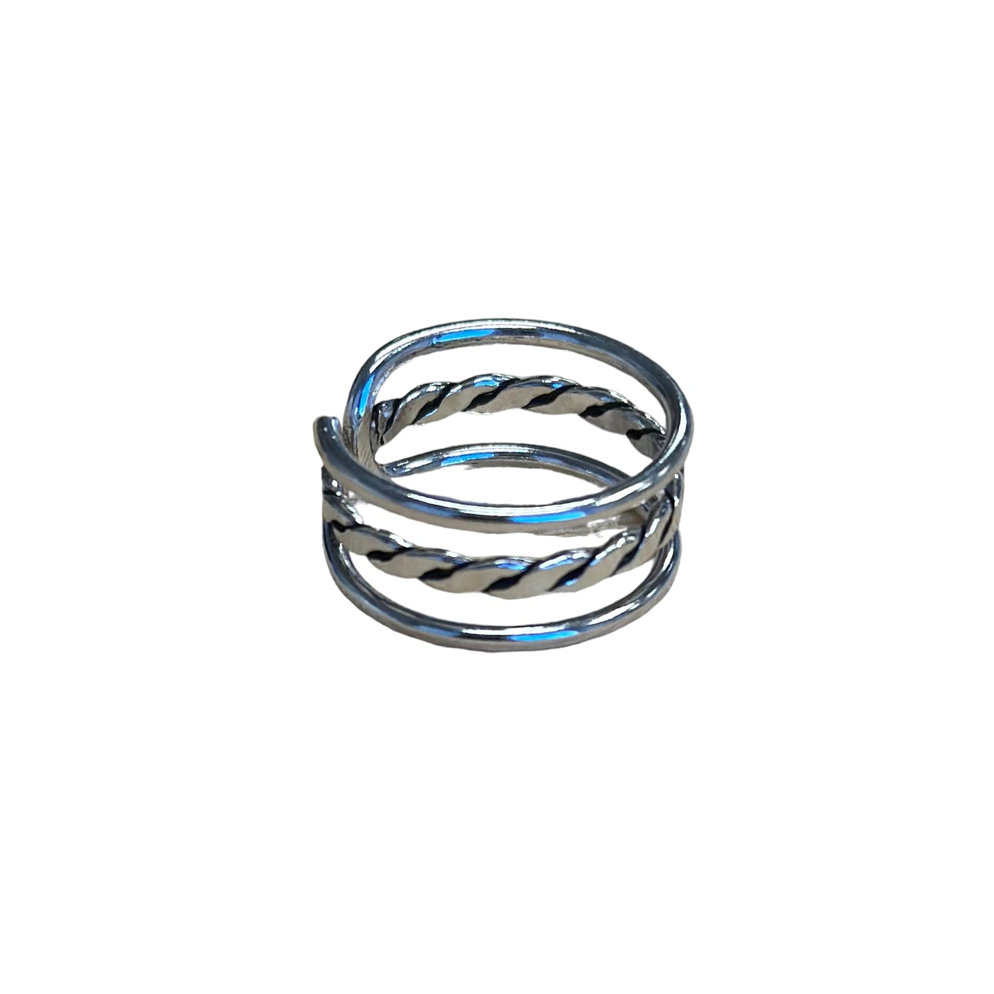Rope Cuff Ring Sterling Silver