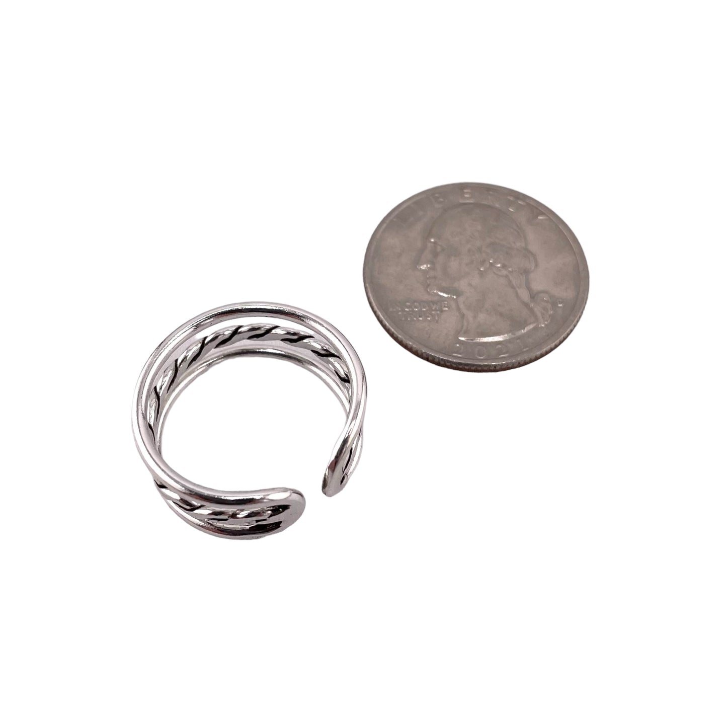 Rope Cuff Ring Sterling Silver