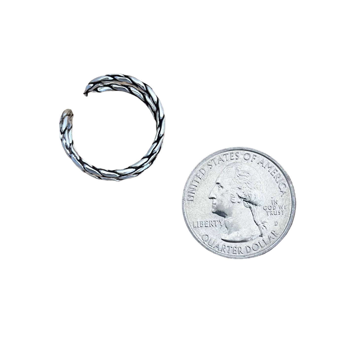 Braided 10mm Cuff Ring Sterling Silver