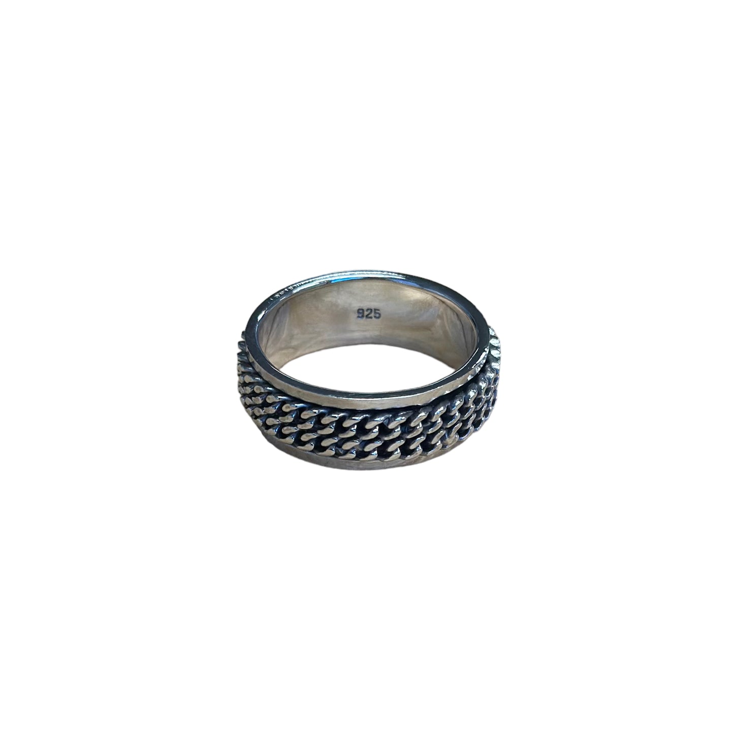 Double Curb Link Spinner Ring Sterling Silver