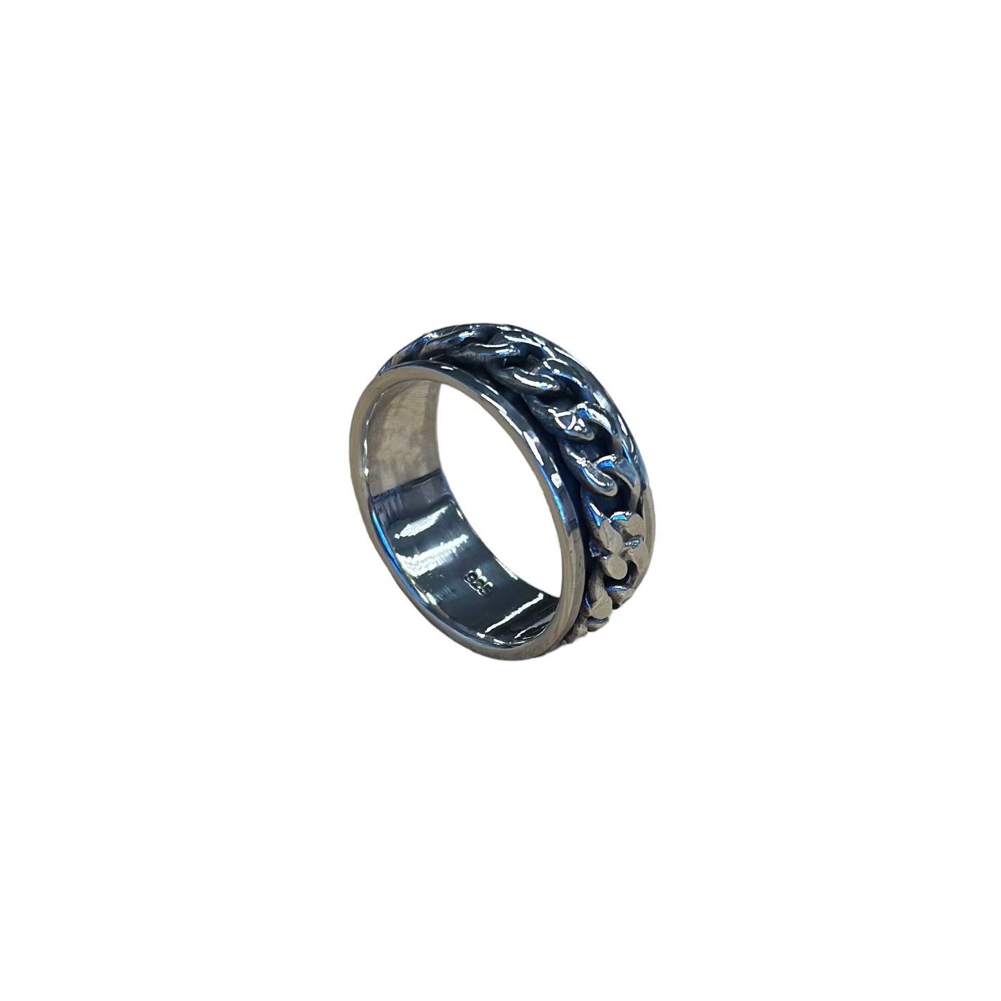 Curb Link Spinner Ring Sterling Silver