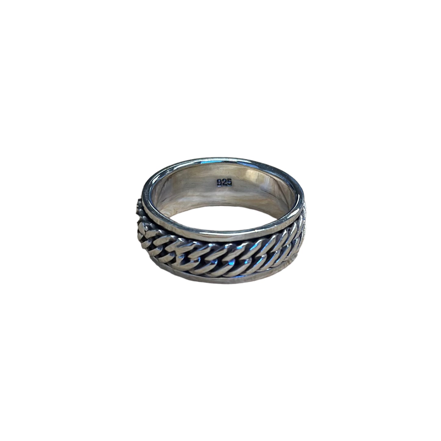 Double Curb Link Spinner Ring Sterling Silver