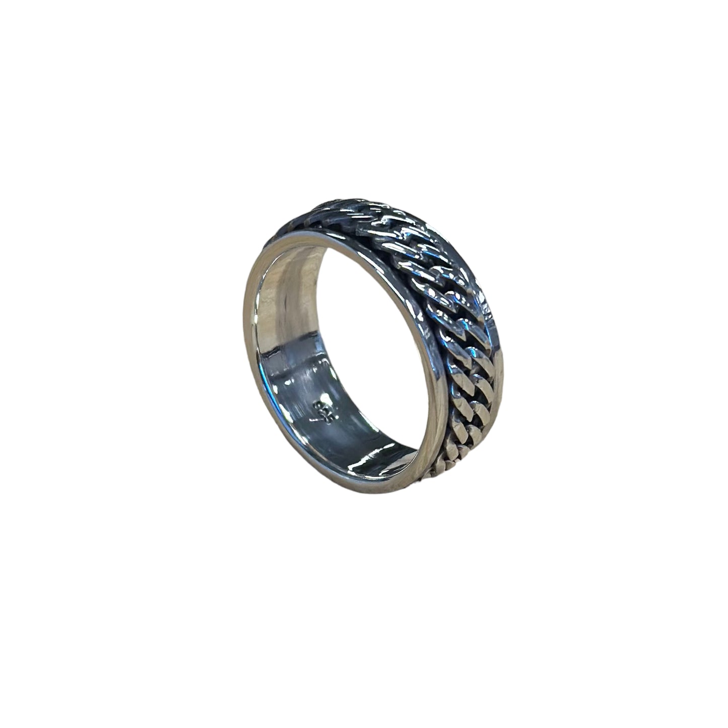 Double Curb Link Spinner Ring Sterling Silver