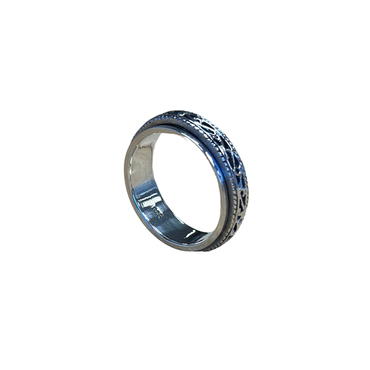 S Hook Spinner Band Ring Sterling Silver