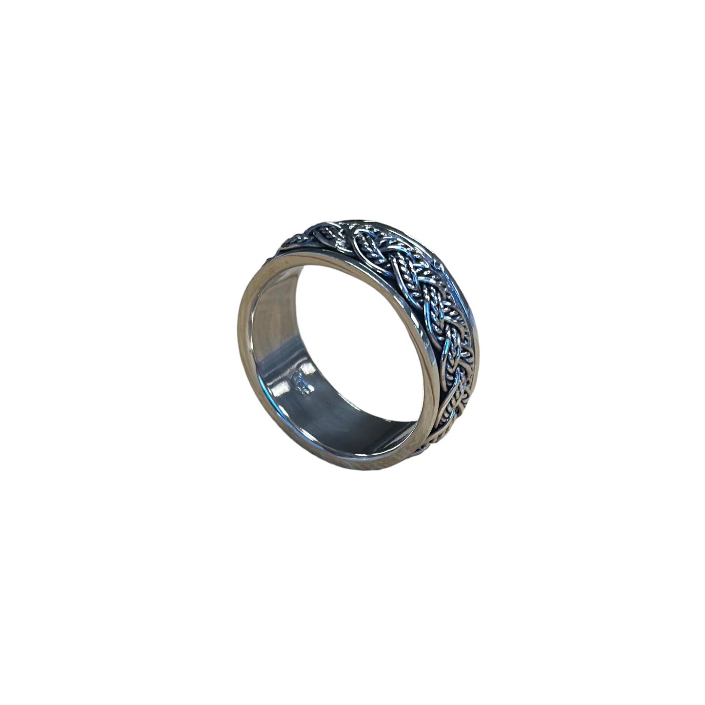 Braided Rope Spinner Ring Sterling Silver