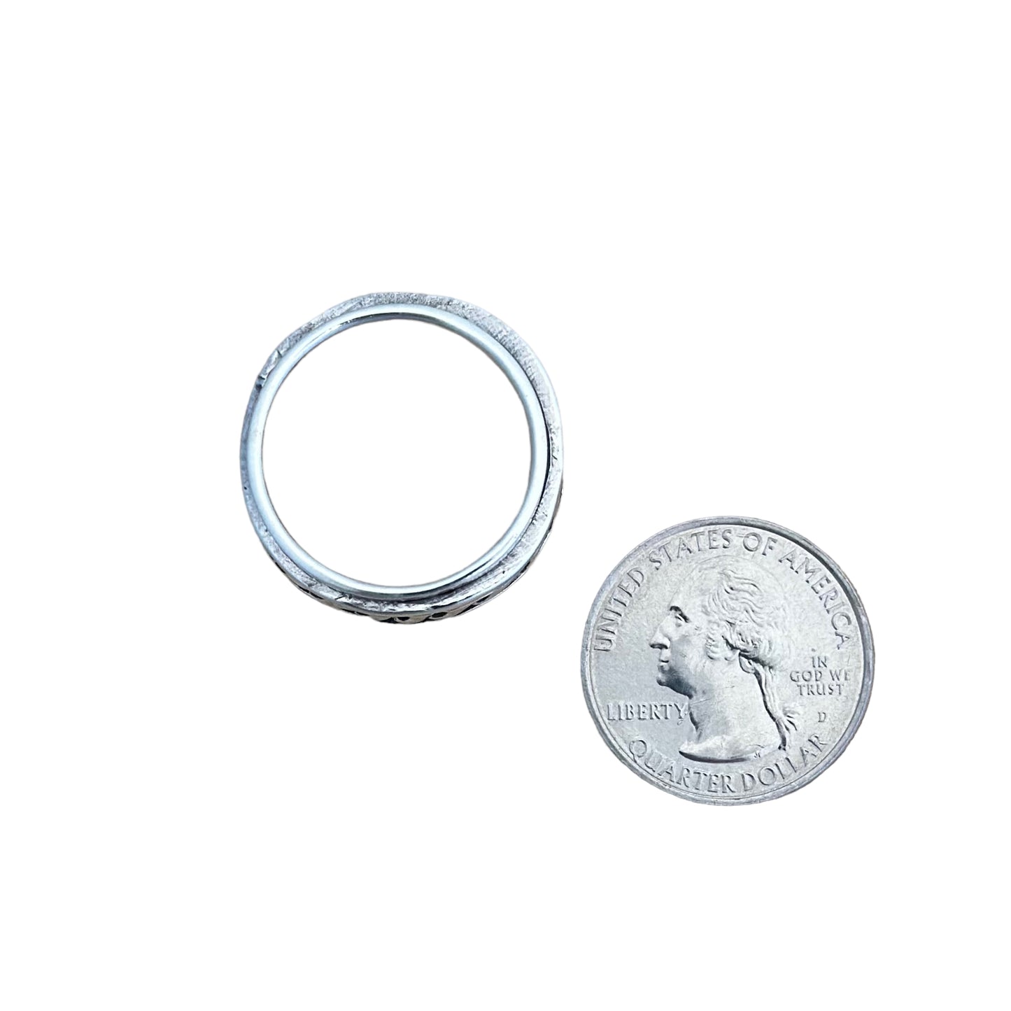 Aztec Pattern Spinner Ring Sterling Silver