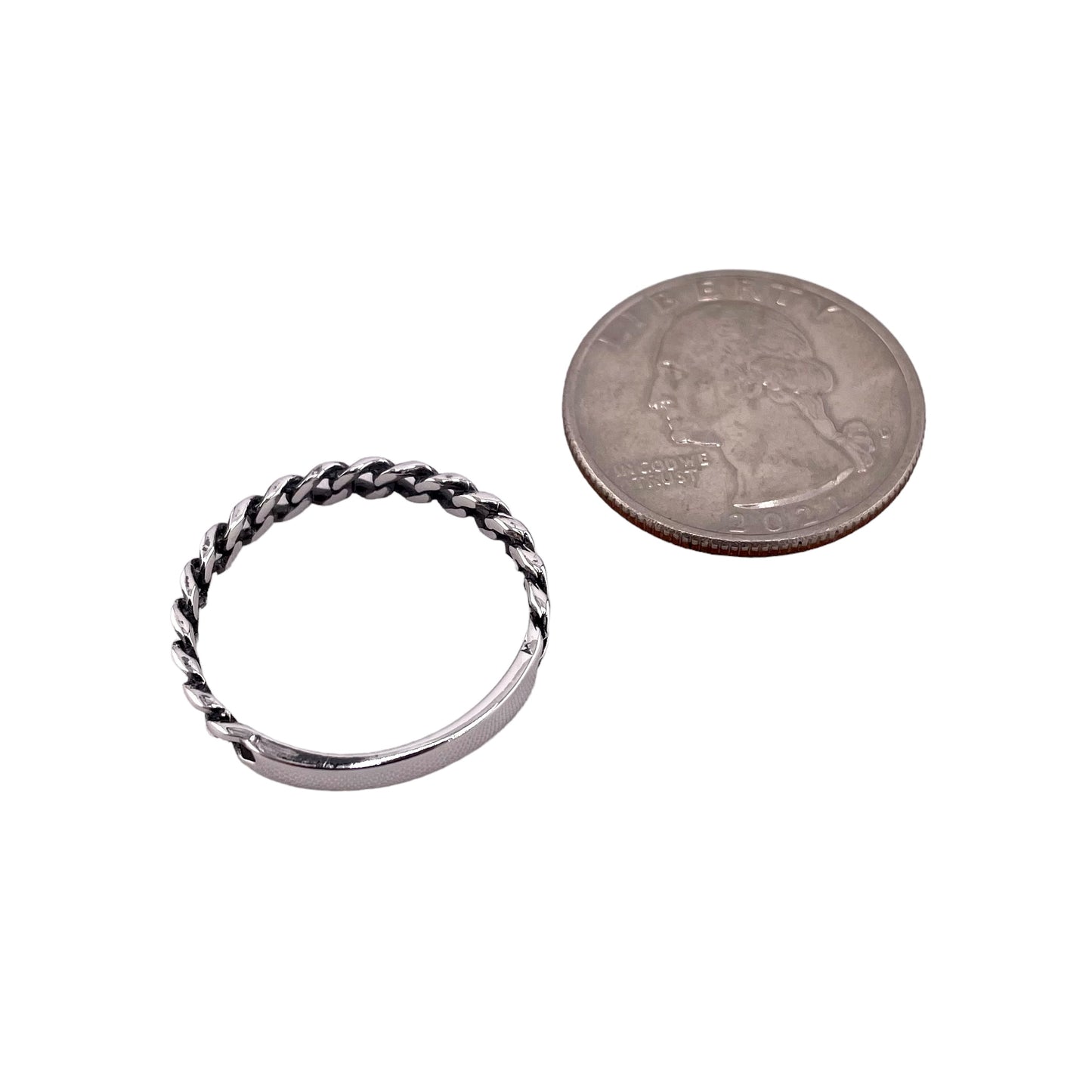 Curb Chain 3mm Ring Sterling Silver