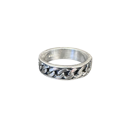 Curb Chain Band Ring Sterling Silver