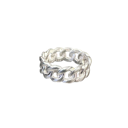 Curb Chain 8mm Band Ring Sterling Silver