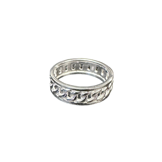 Curb Chain Band Ring Sterling Silver