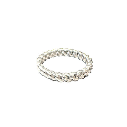 Curb Chain 4mm Band Ring Sterling Silver