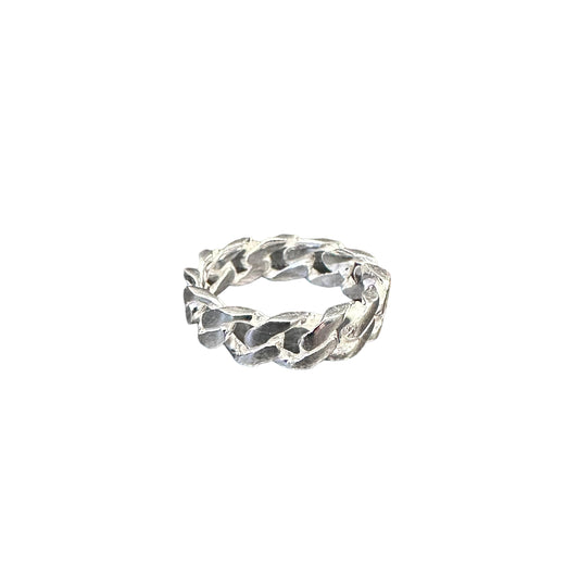 Curb Chain 6mm Band Ring Sterling Silver
