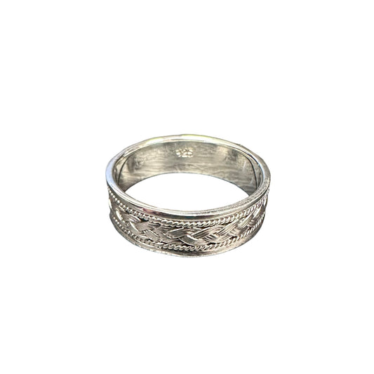 Braided Rope 3mm Band Ring Sterling Silver