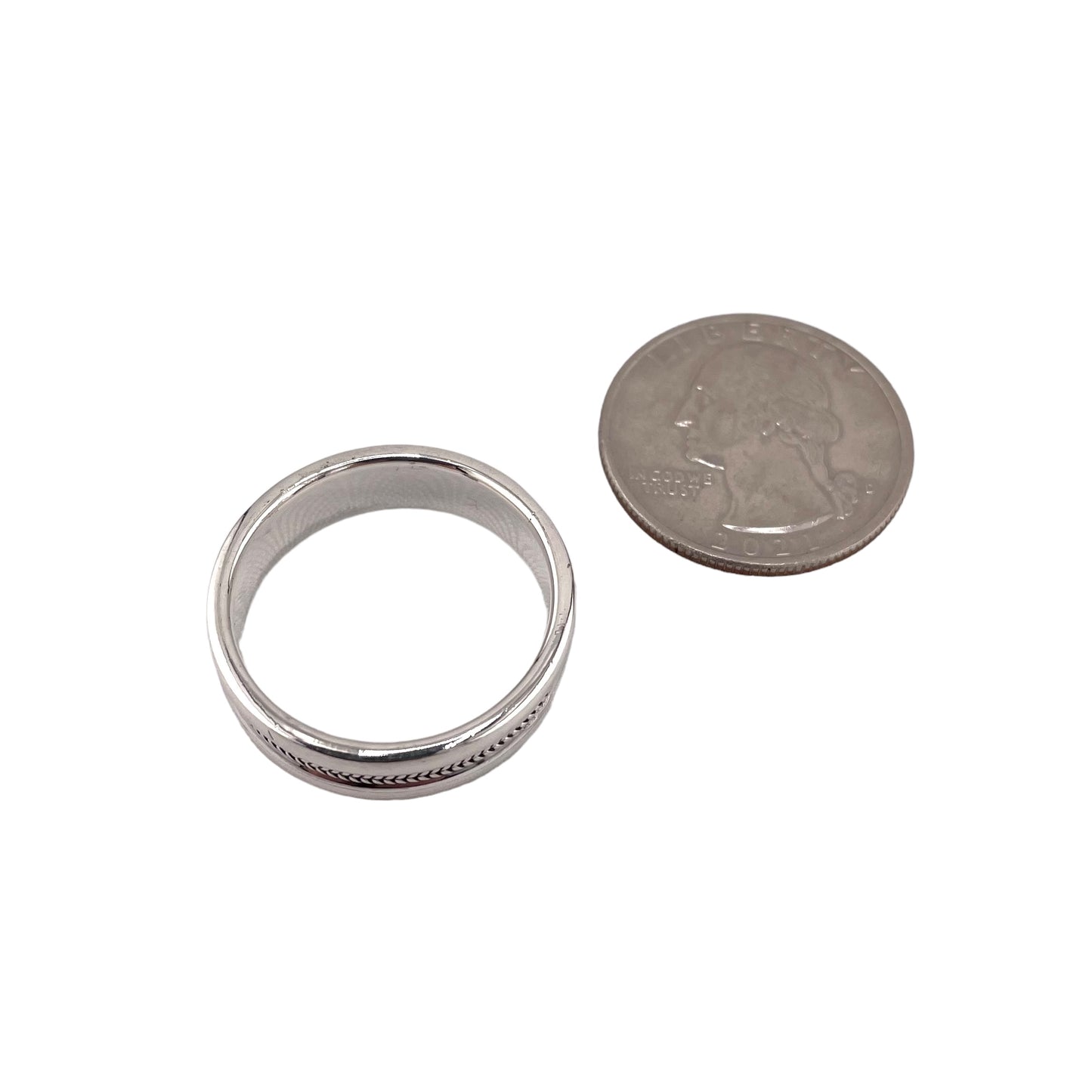 Double Rope 7mm Band Ring Sterling Silver