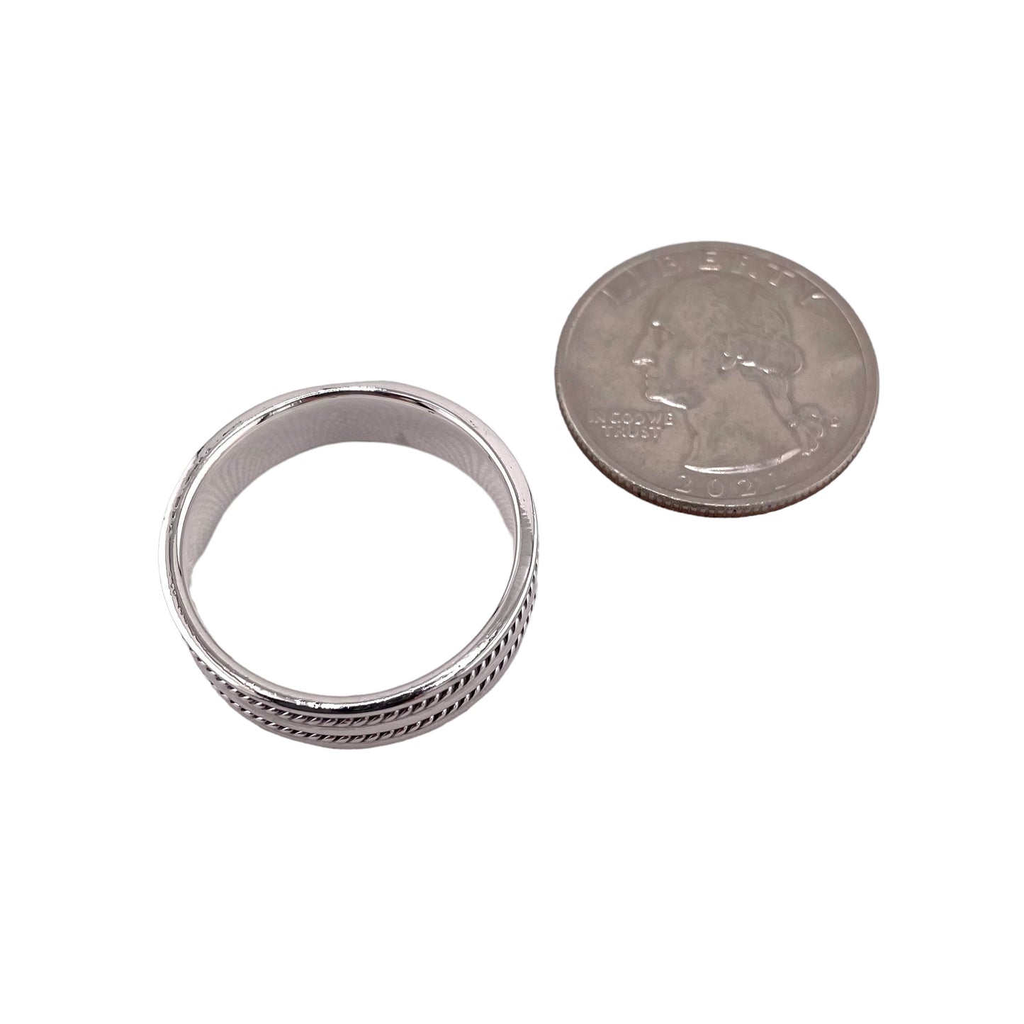 Double Rope 7mm Band Ring Sterling Silver