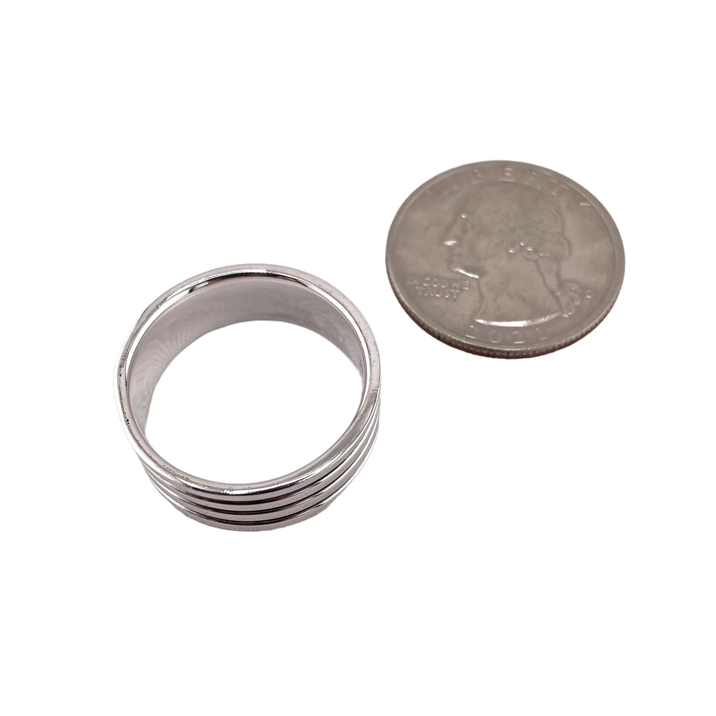 4-Row 8mm Band Ring Sterling Silver