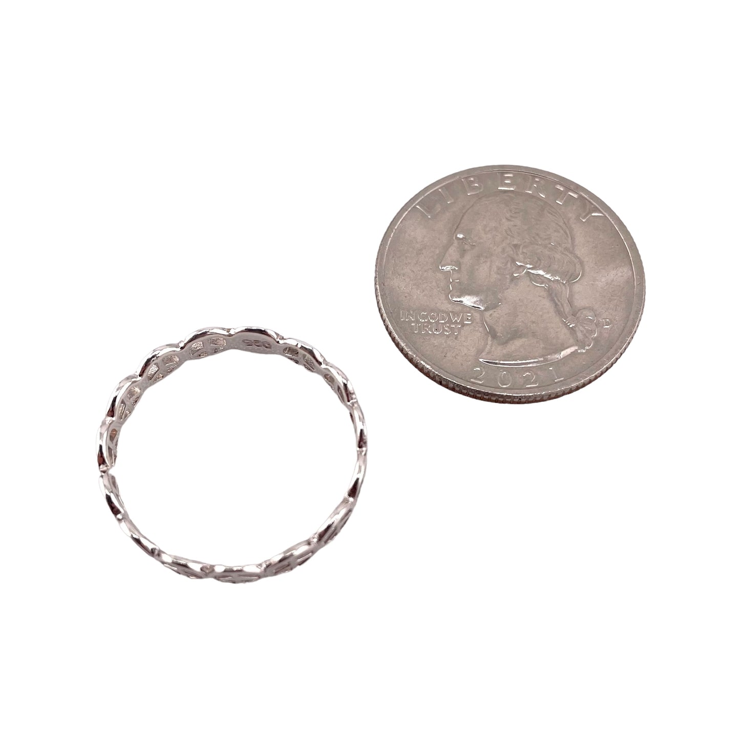 Peace Sign 4mm Band Ring Sterling Silver