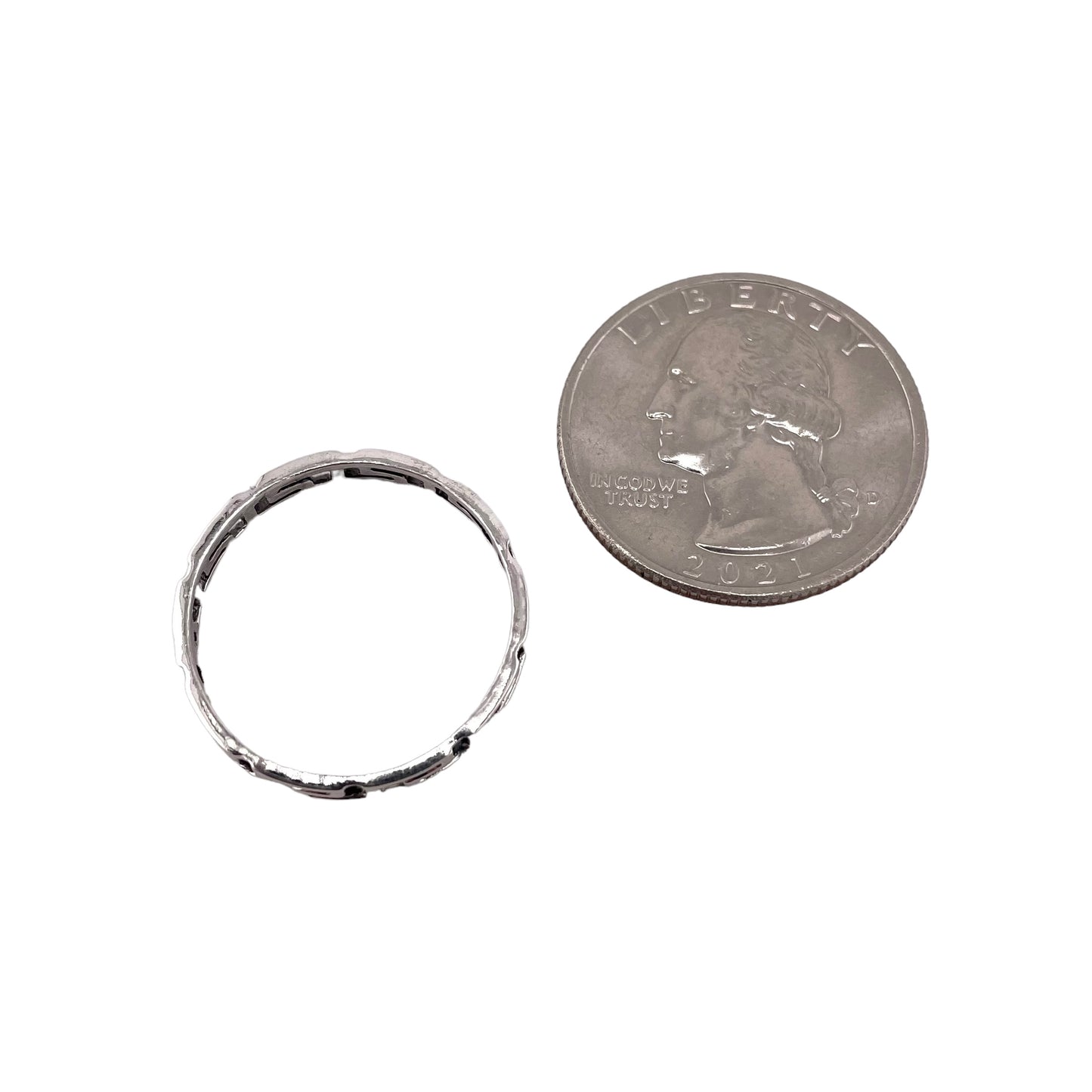 Greek Key 3mm Band Ring Sterling Silver