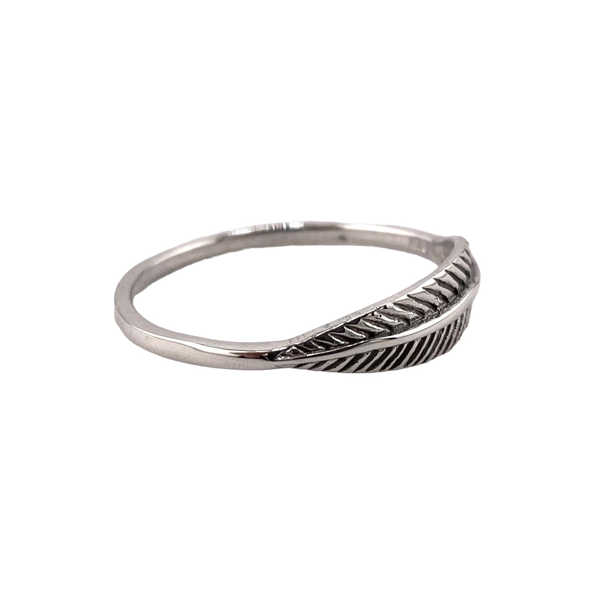 Feather 5mm Band Ring Sterling Silver