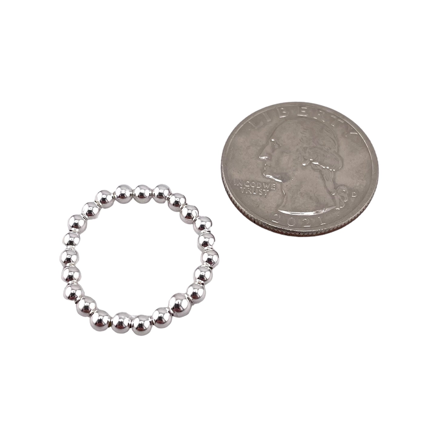 Bead 3mm Stretch Band Ring Sterling Silver