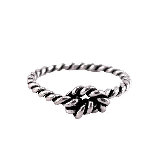 Knotted Rope 2mm Ring Sterling Silver