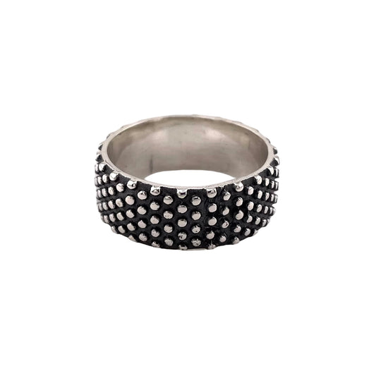 Studded 8mm Band Ring Sterling Silver