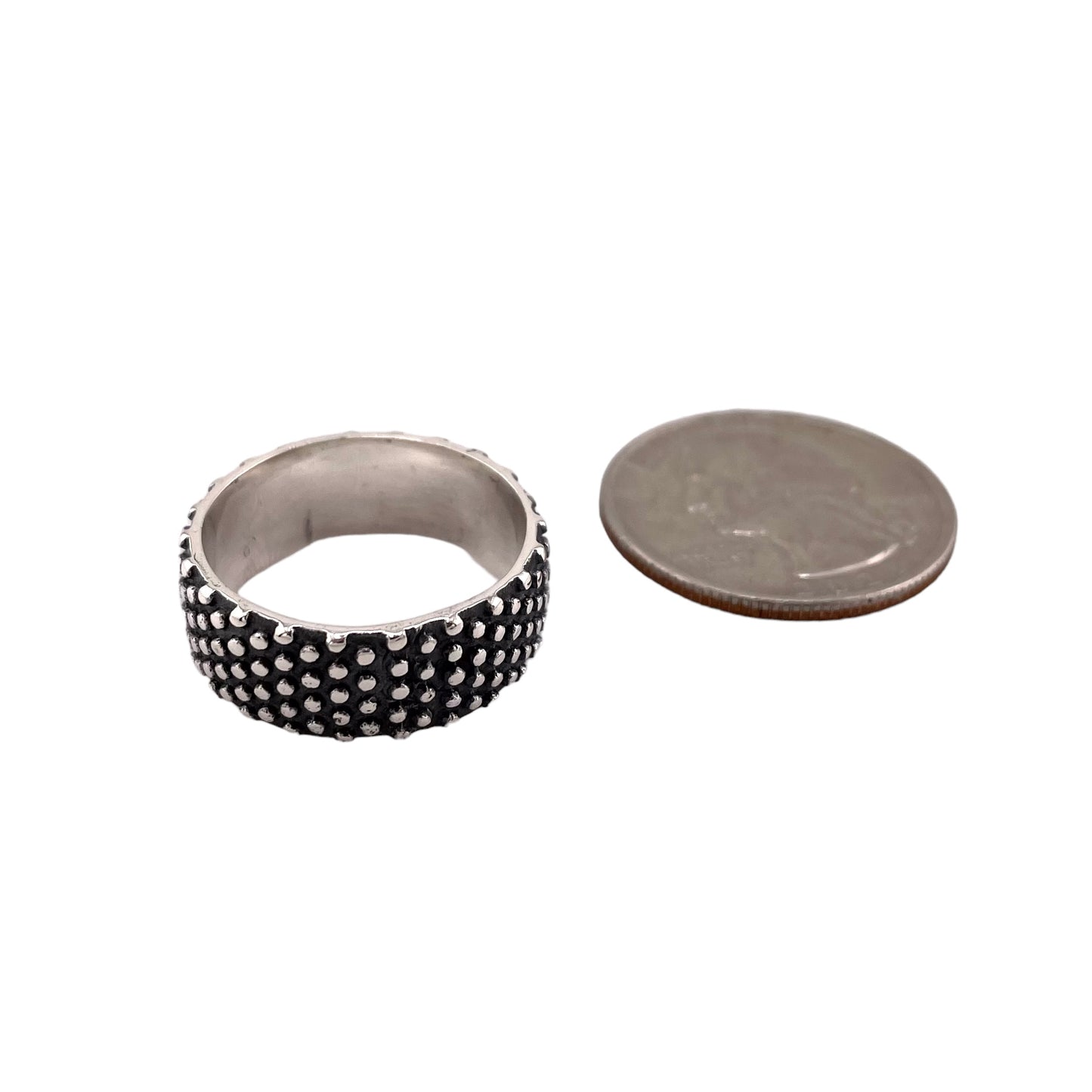 Studded 8mm Band Ring Sterling Silver