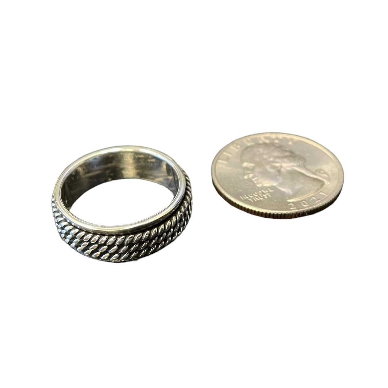 Triple Rope Spinner 7mm Band Ring Sterling Silver