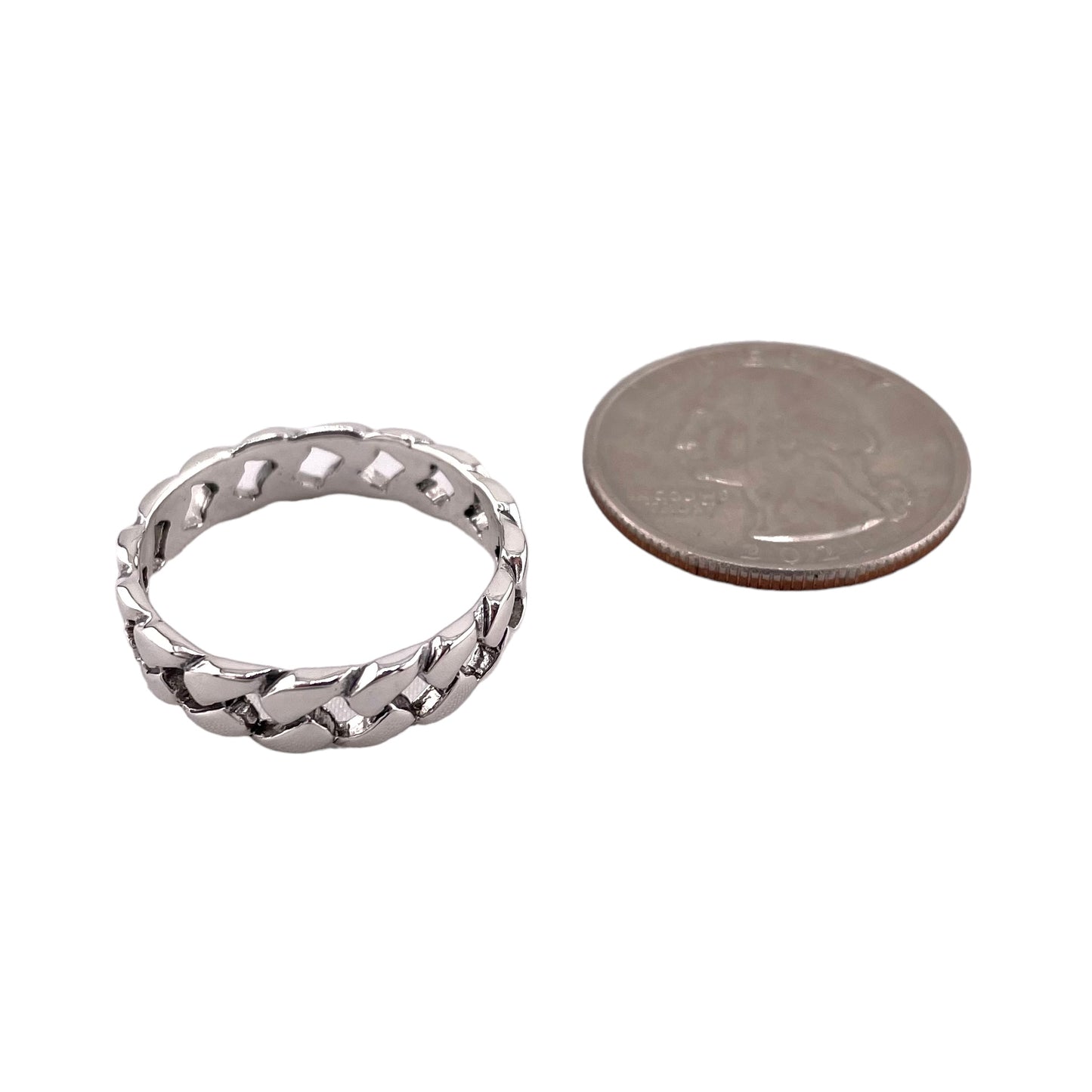 Cuban Link 5mm Band Ring Sterling Silver