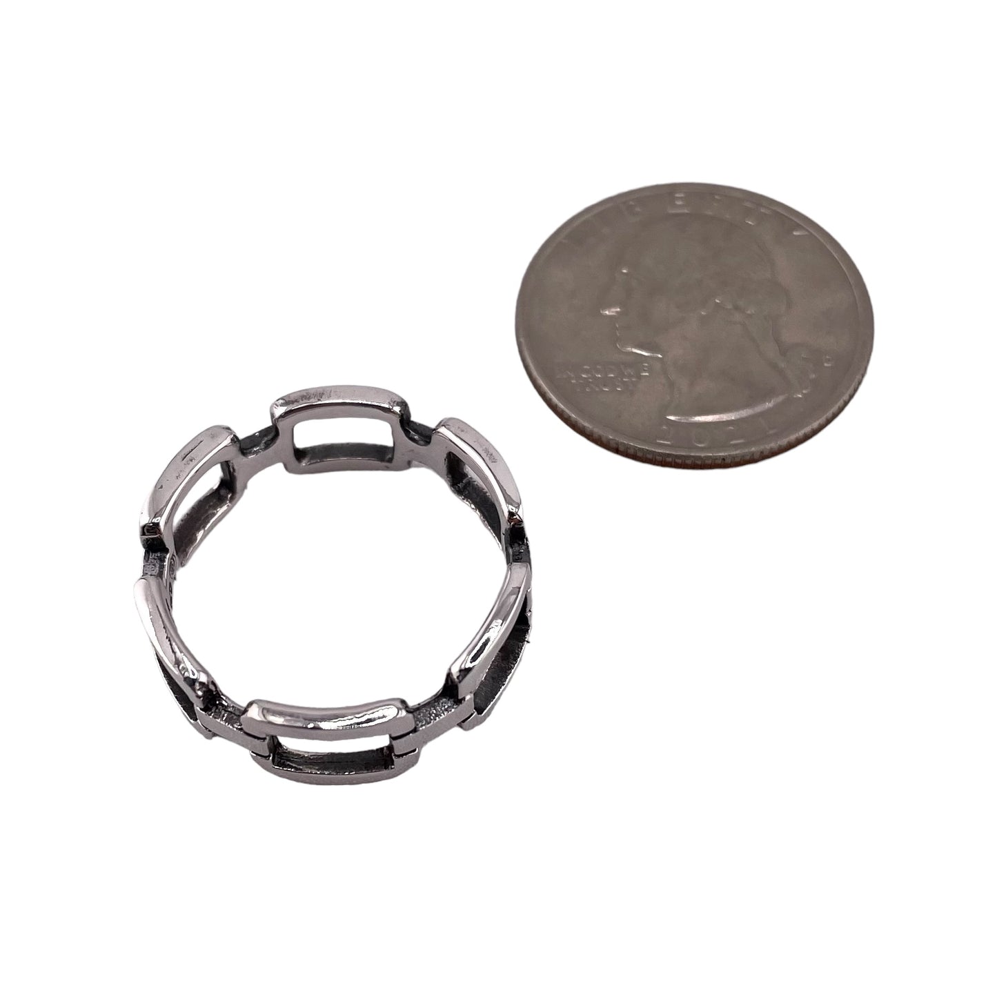 Chain Link 8mm Band Ring Sterling Silver