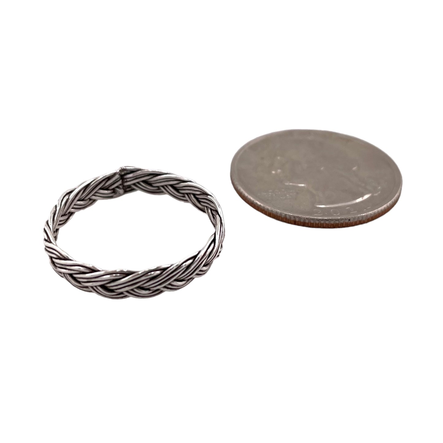 Braided Weave 4mm Band Ring Sterling Silver