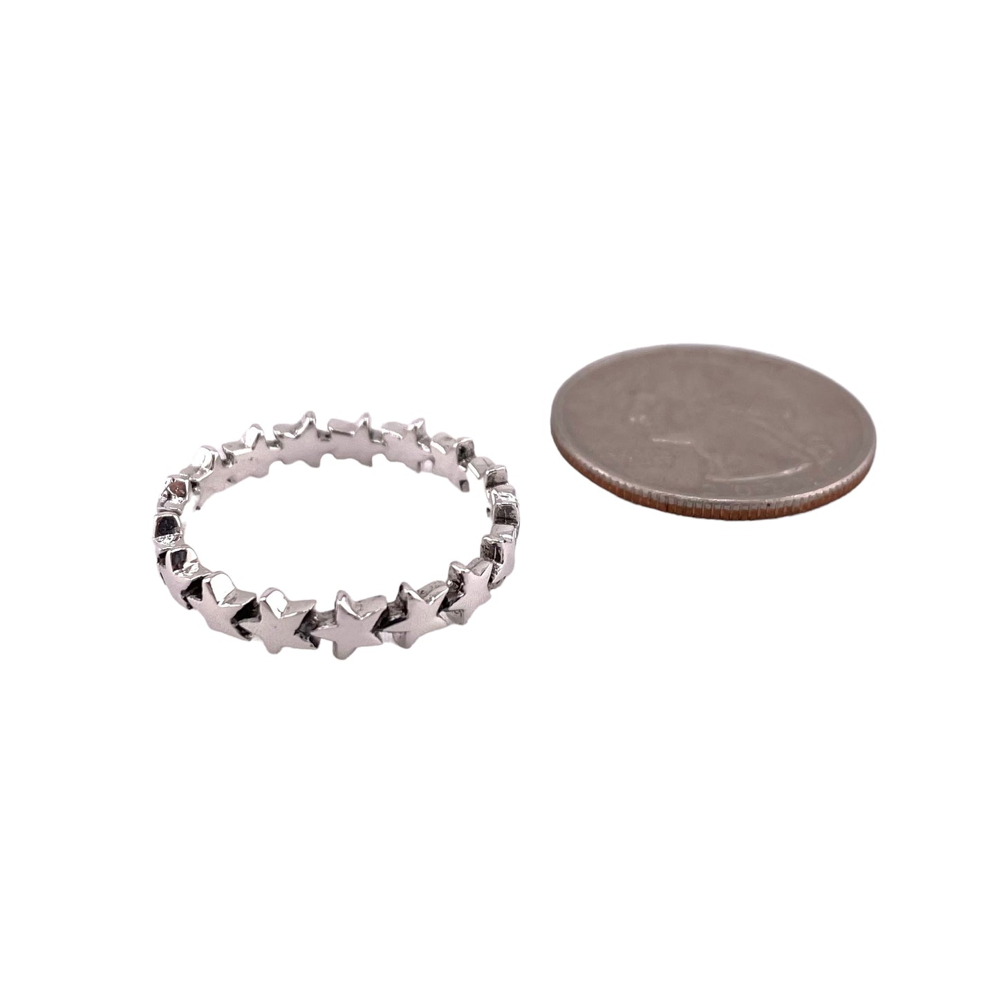 Star 4mm Band Ring Sterling Silver