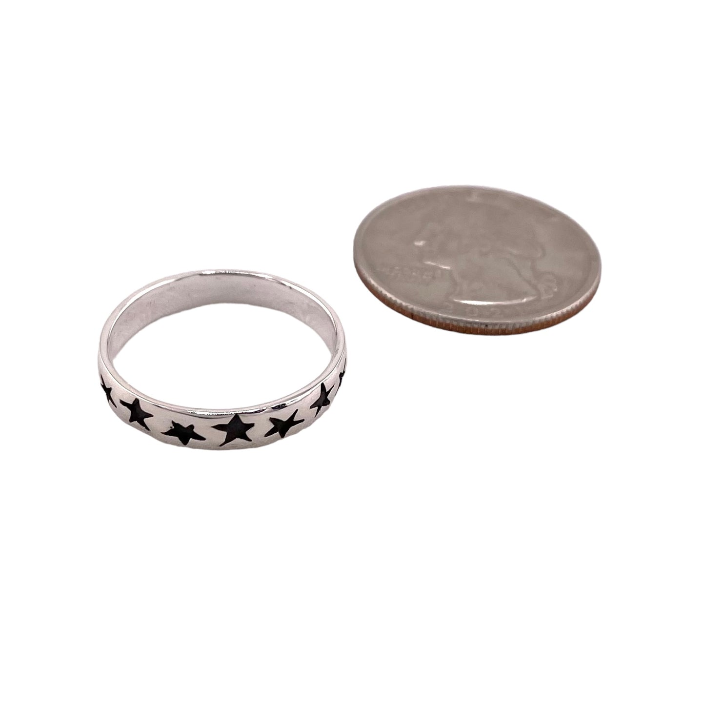 Star 4mm Band Ring Sterling Silver