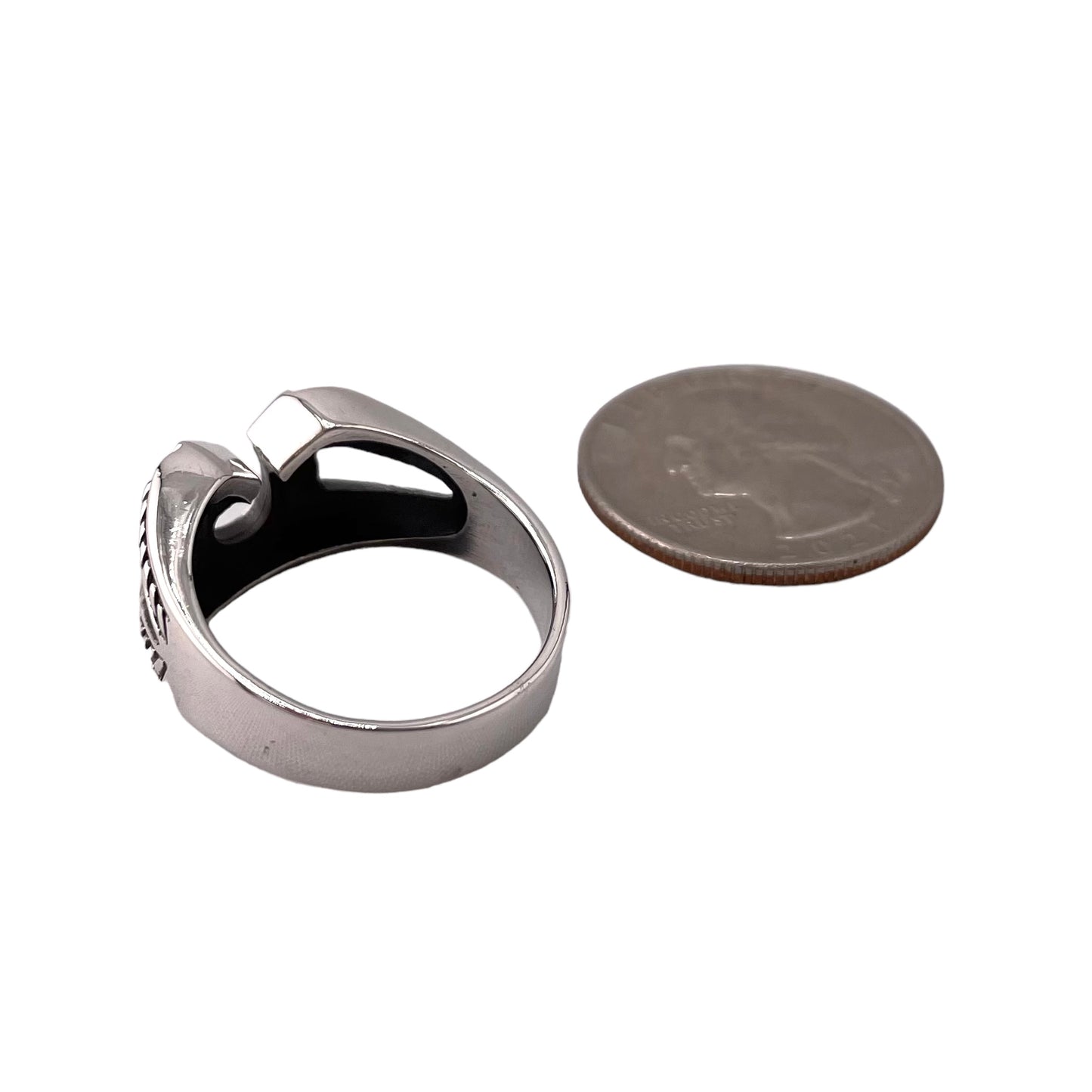 Roped Horseshoe Ring Sterling Silver