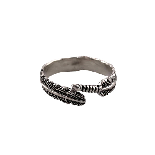 Feather Open Wrap Ring Sterling Silver