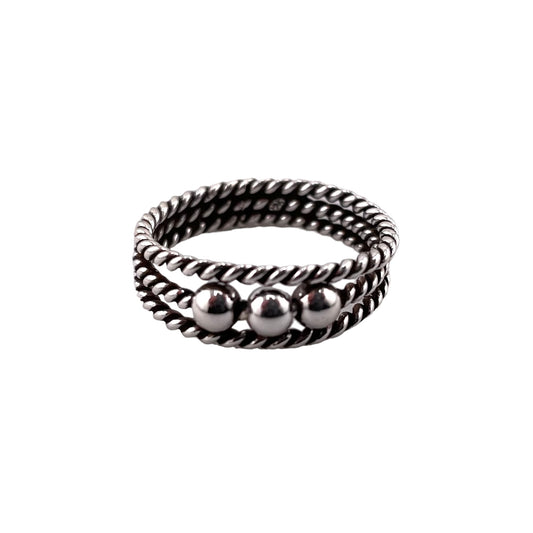 Roped Triple Bead 7mm Ring Sterling Silver