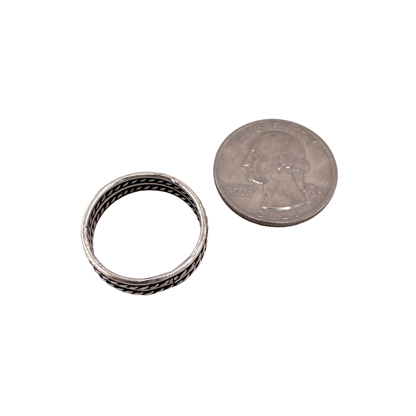 Double Rope 7mm Band Ring Sterling Silver