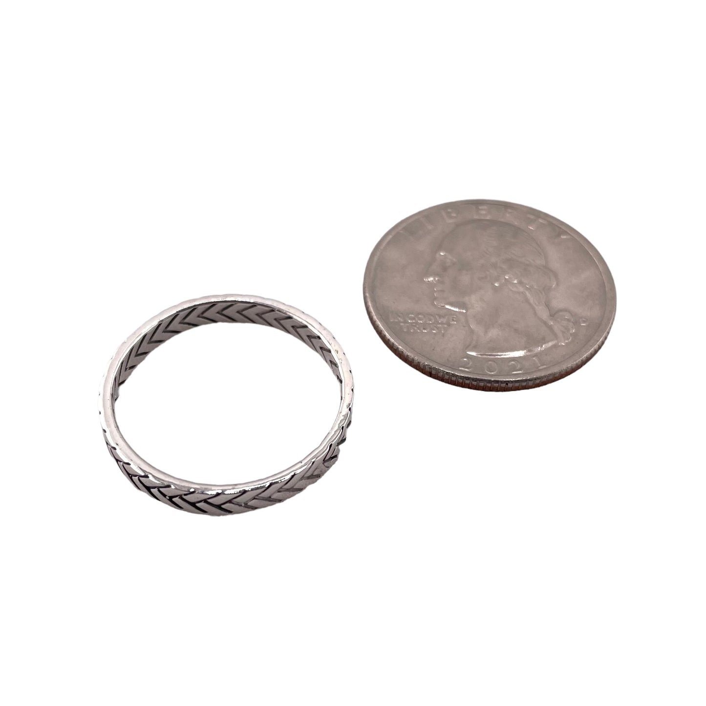 Flat Braided Arrow 3mm Band Ring Sterling Silver