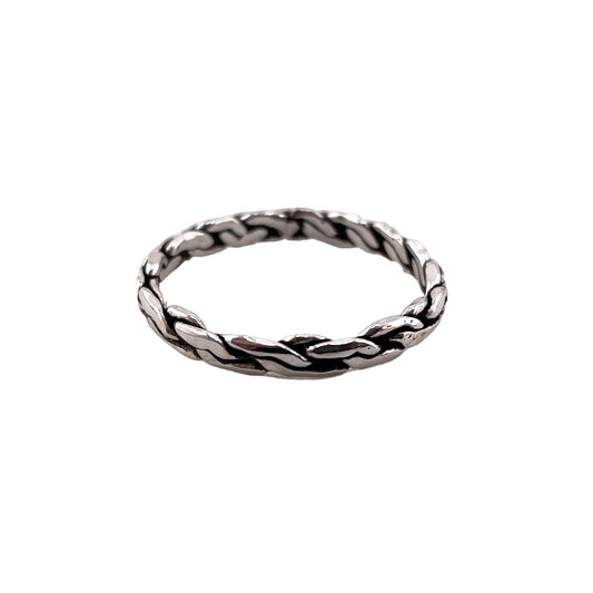 Braided Link 3mm Band Ring Sterling Silver