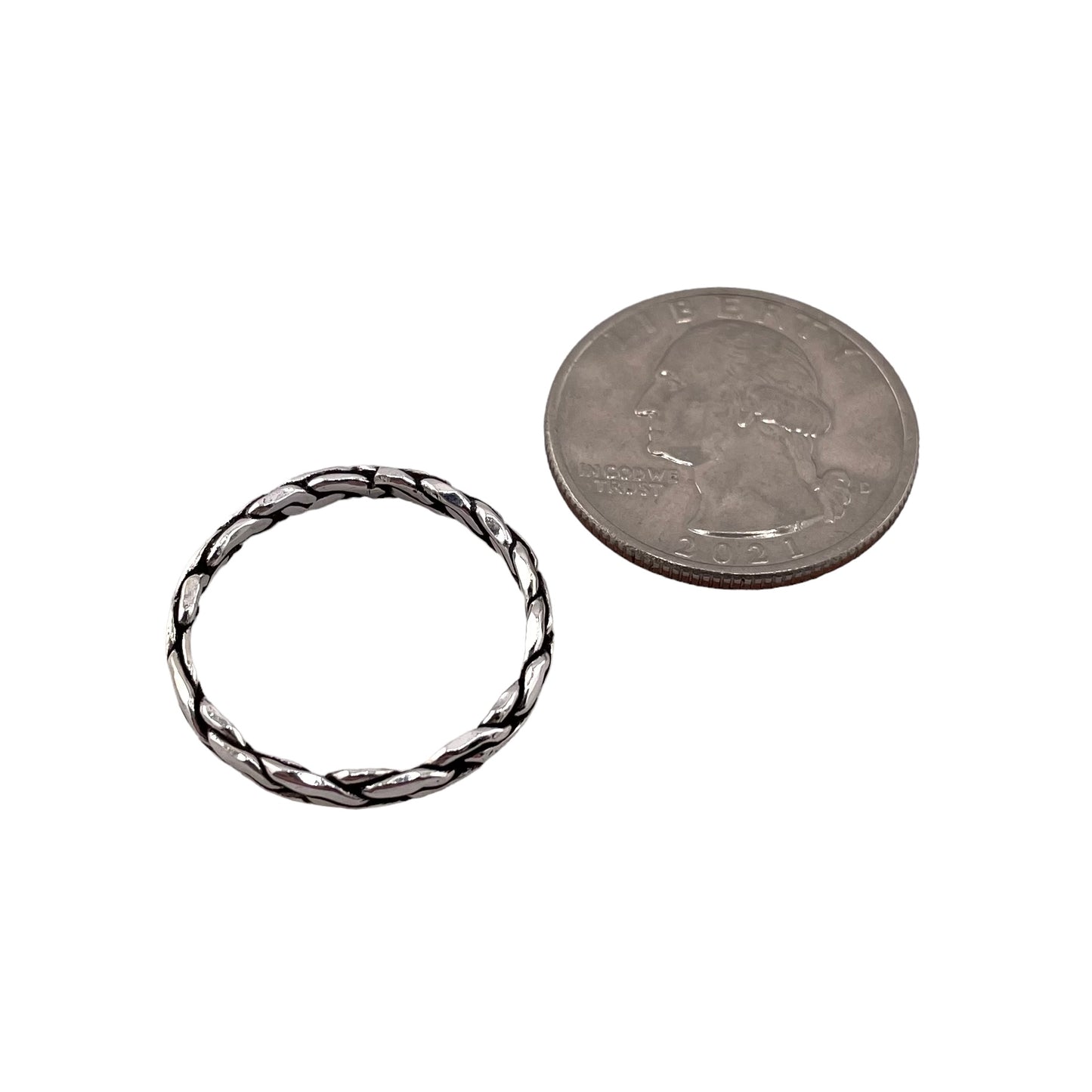 Braided Link 3mm Band Ring Sterling Silver