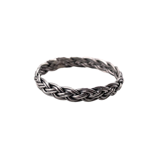 Braided Twine 3mm Band Ring Sterling Silver