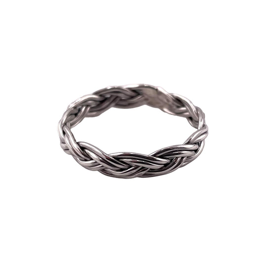 Braided Twine 4mm Band Ring Sterling Silver