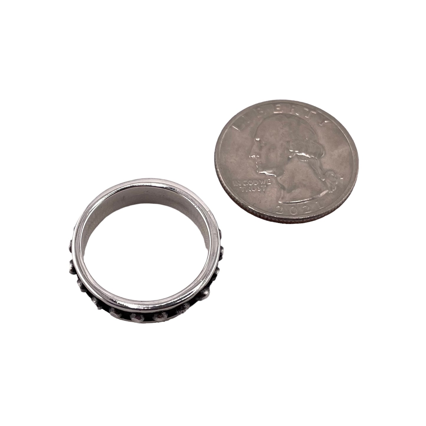 Ball Dot 1 Row 6mm Band Ring Sterling Silver