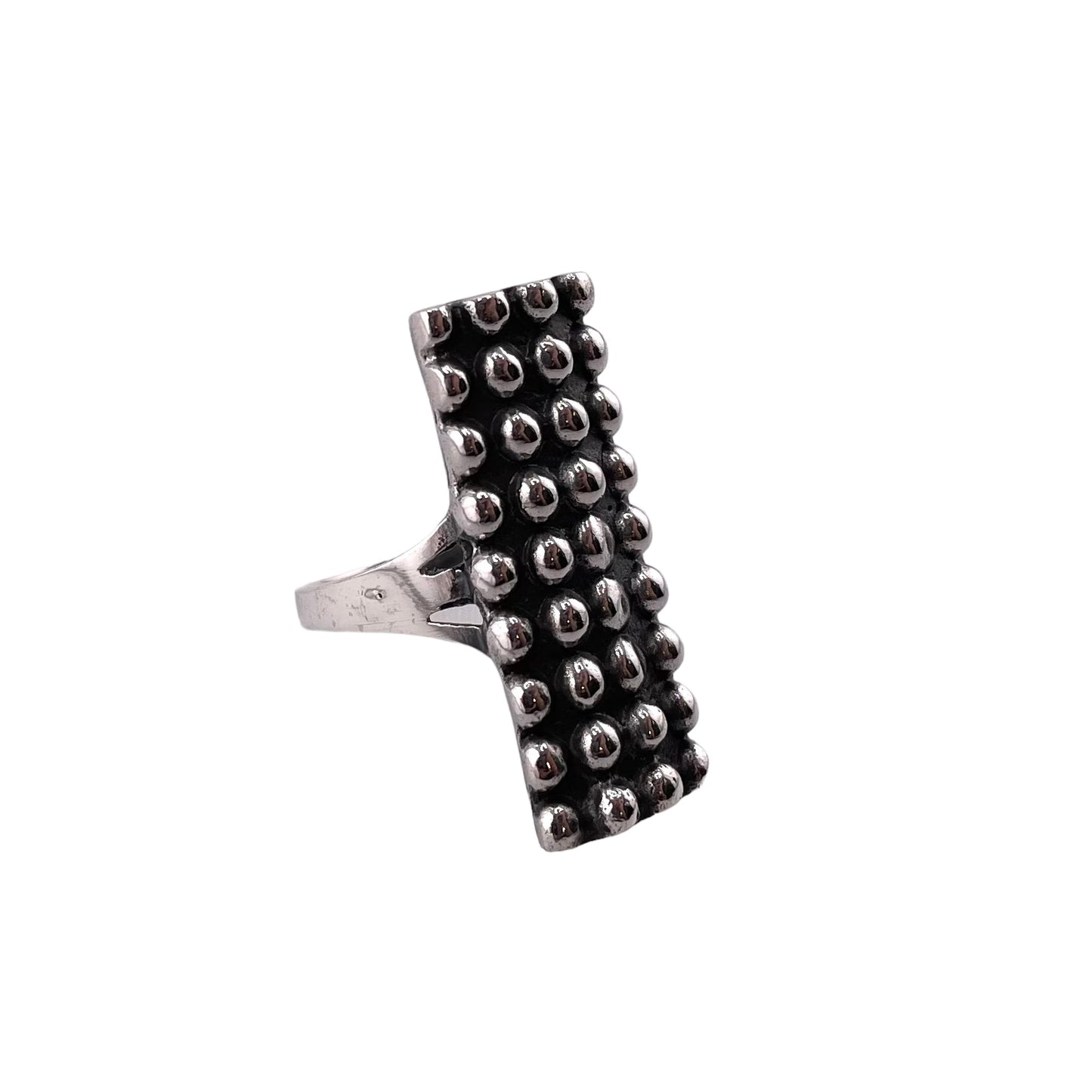 Ball Dot 4-Row Rectangle Ring Sterling Silver