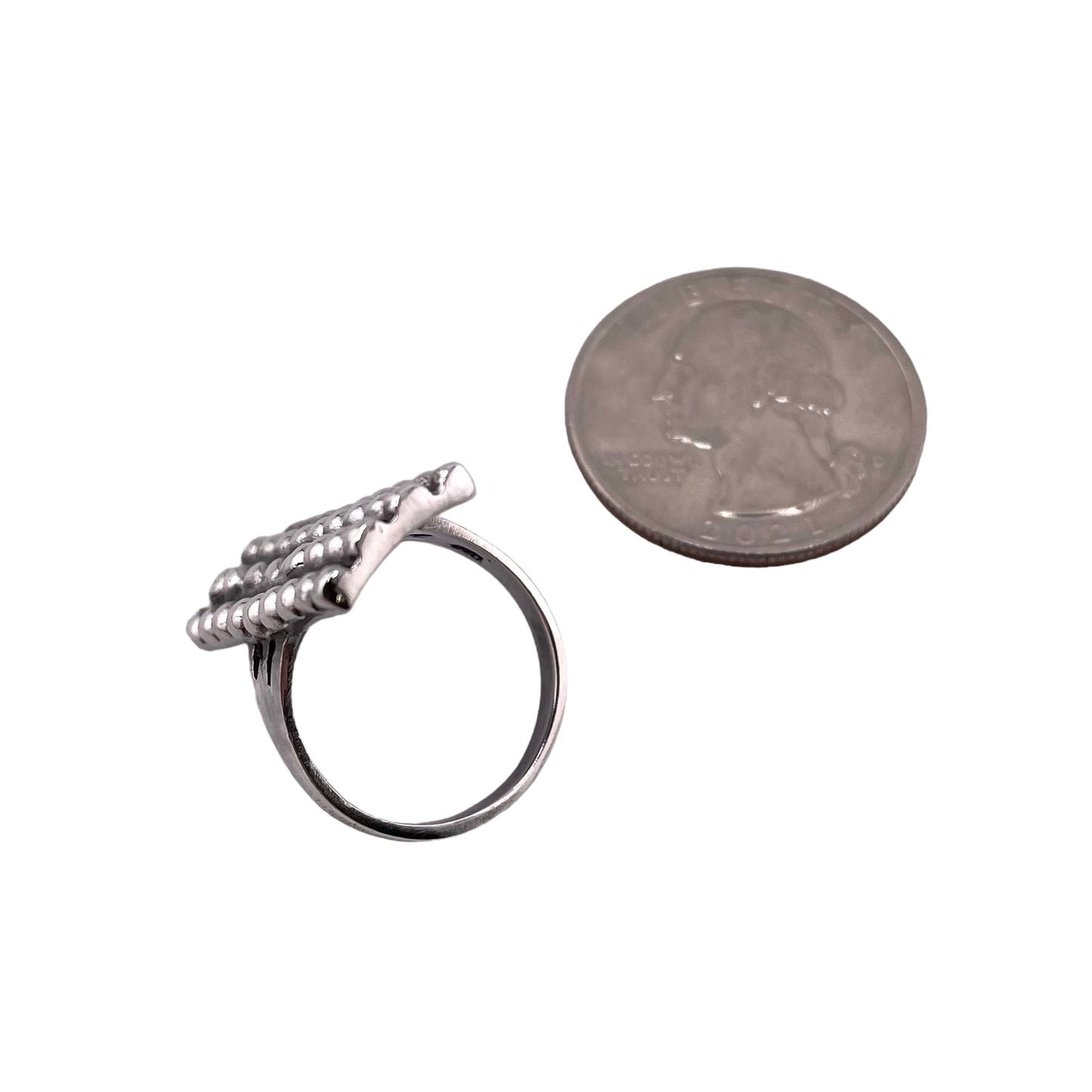 Ball Dot 4-Row Rectangle Ring Sterling Silver